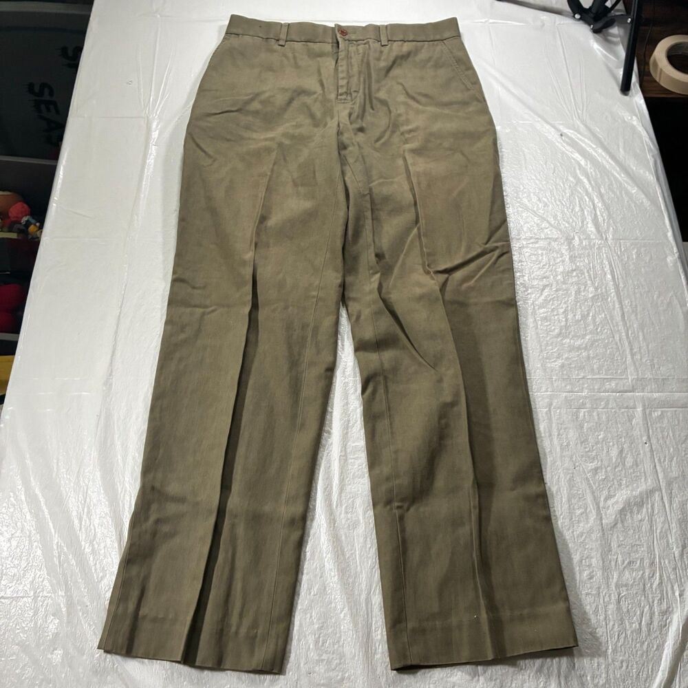 VTG Polo Ralph Lauren Pants Mens 30x30 Olive Green Linen Blend Chino Y2K Preppy